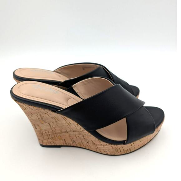 Charles By Charles David Black Wedge Sandals - Picture 3 of 12